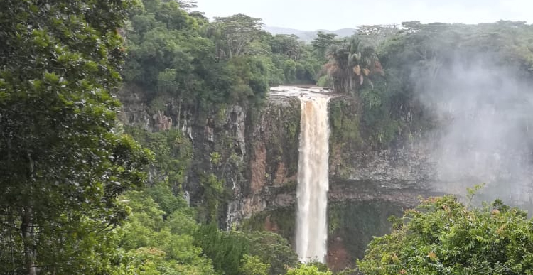 The Chamarel Waterfall following rainfall